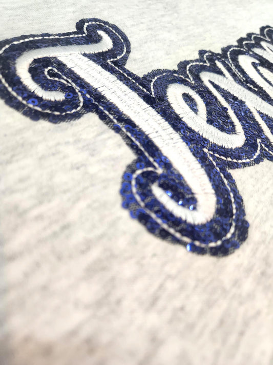 Houston Texans Navy Sequin Embroidered Short Sleeve T-Shirt – Game Day Fan Tee