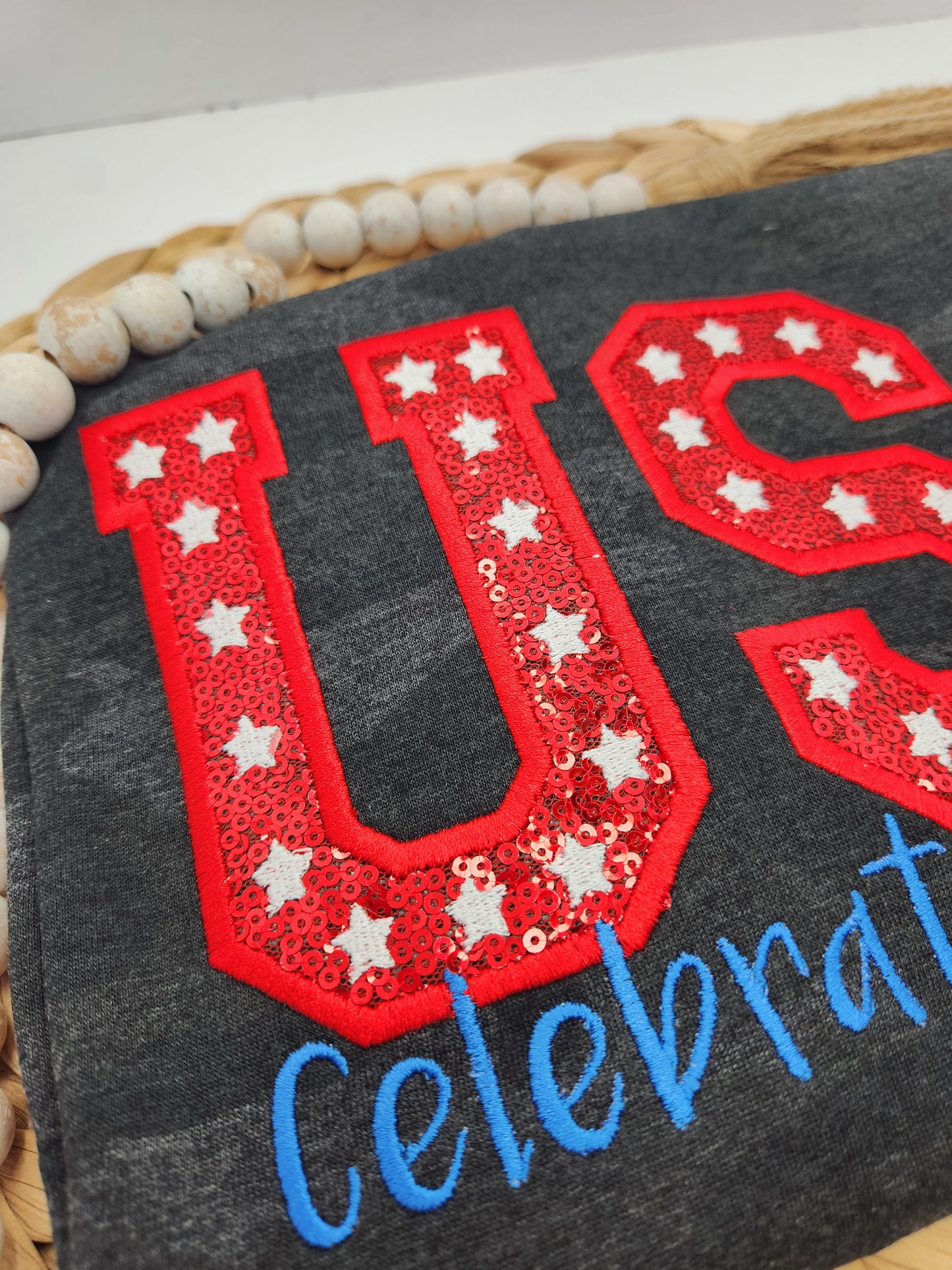 Embroidered Sequin America 250th Birthday Tee