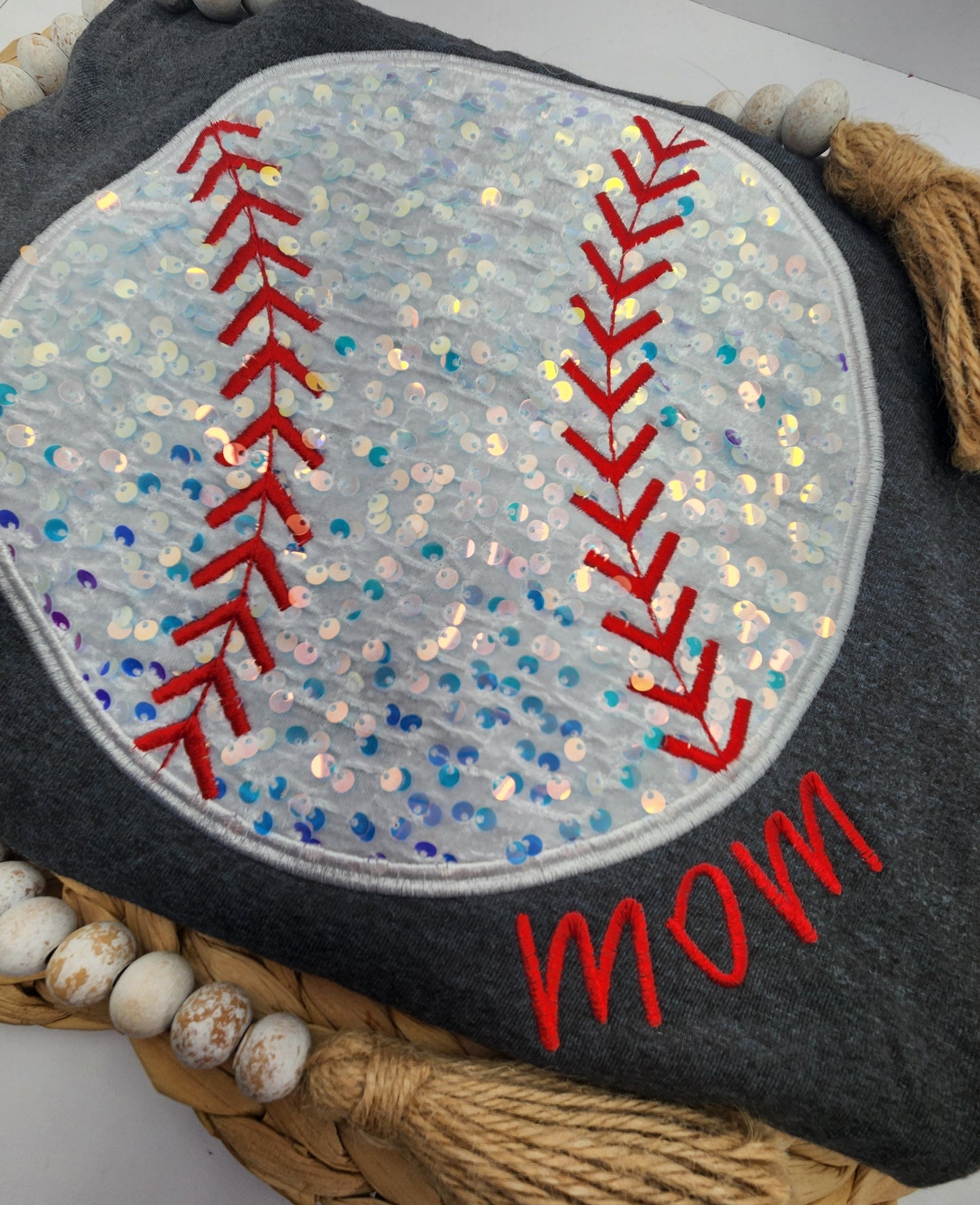 Embroidered Sequin Baseball Mom/Grandma/Sister, etc Short Sleeve Shirt