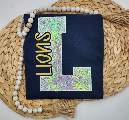 Embroidered Sequin Lions Knockout Short Sleeve TShirt