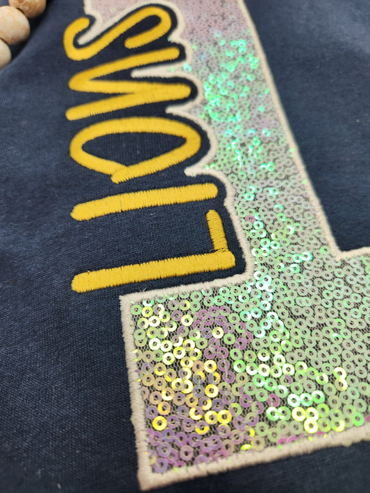 Embroidered Sequin Lions Knockout Short Sleeve TShirt