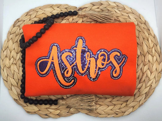 Embroidered Sequin Astros Short Sleeve Shirt