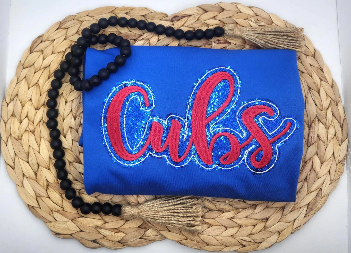 Embroidered Sequin Cubs Short Sleeve Shirt