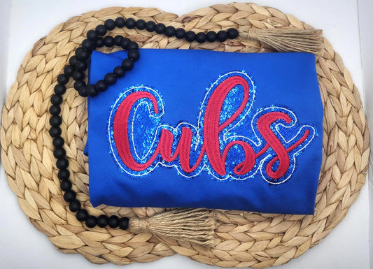 Embroidered Sequin Cubs Short Sleeve Shirt