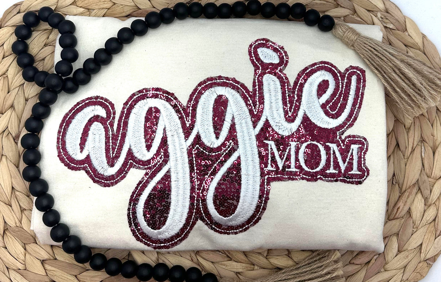Sequin Aggie Mom Short Sleeve Shirt