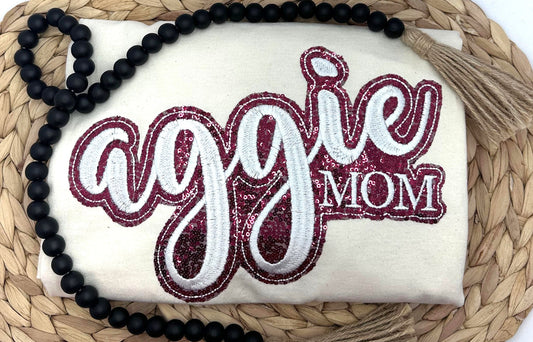 Sequin Aggie Mom Short Sleeve Shirt