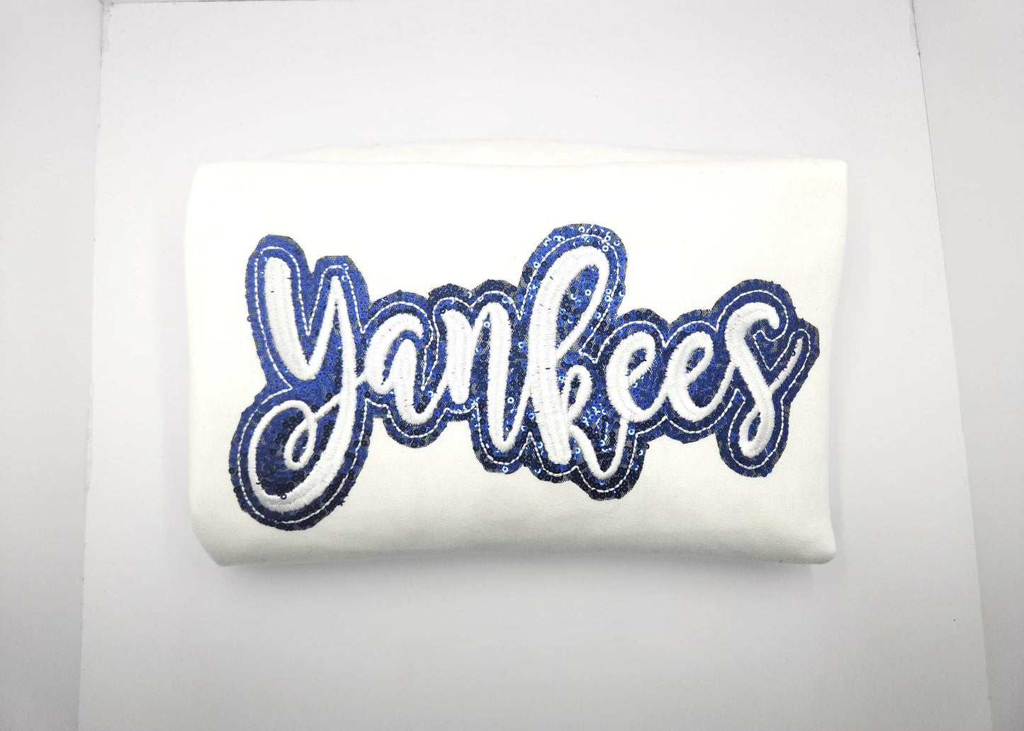 Embroidered Sequin Yankees Short Sleeve Shirt