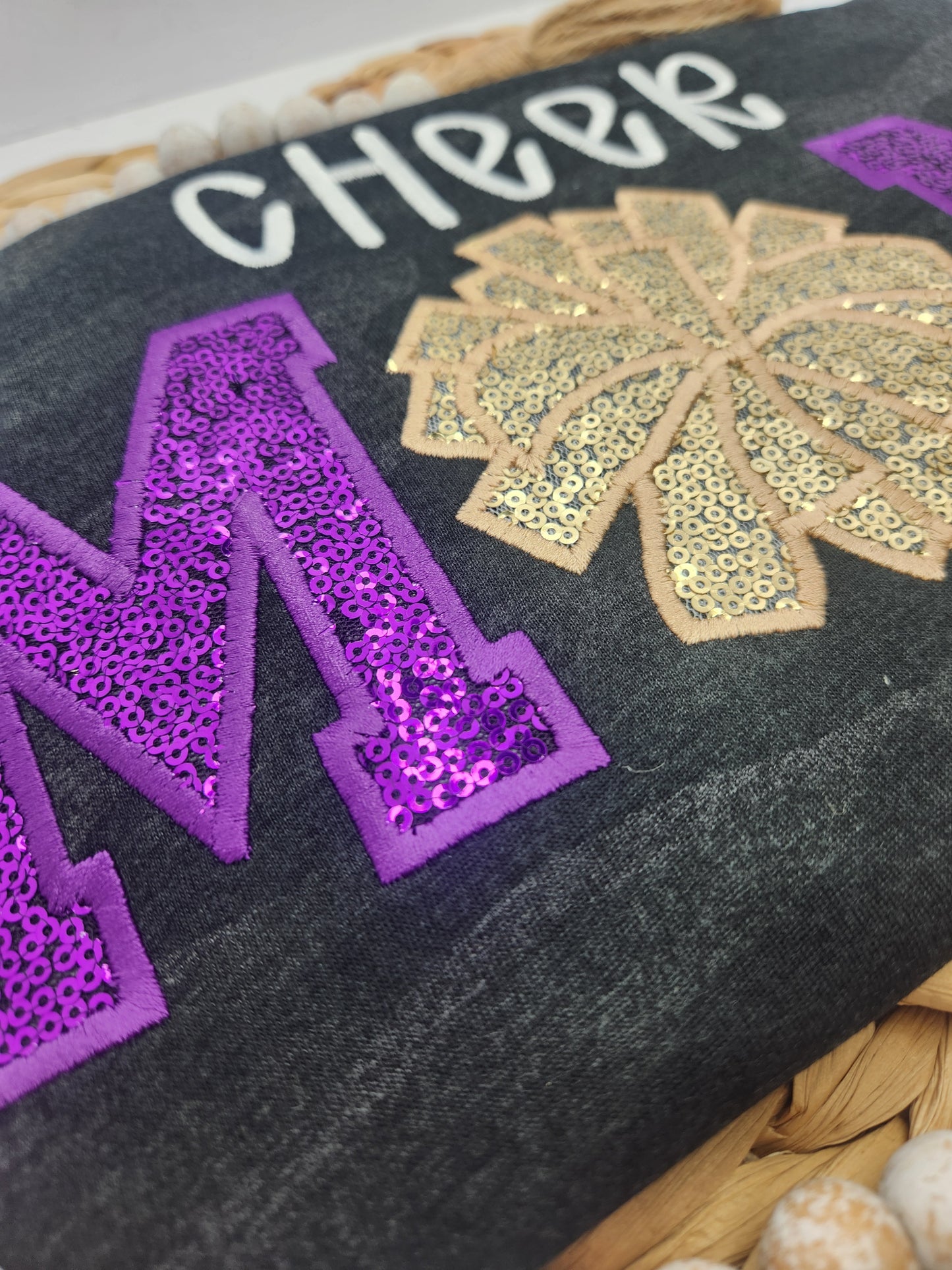 CUSTOM Embroidered Sequin Cheer Mom Shirt or Sweatshirt