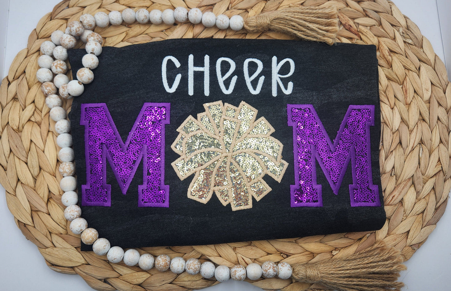 CUSTOM Embroidered Sequin Cheer Mom Shirt or Sweatshirt