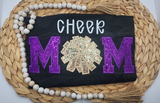 CUSTOM Embroidered Sequin Cheer Mom Shirt or Sweatshirt