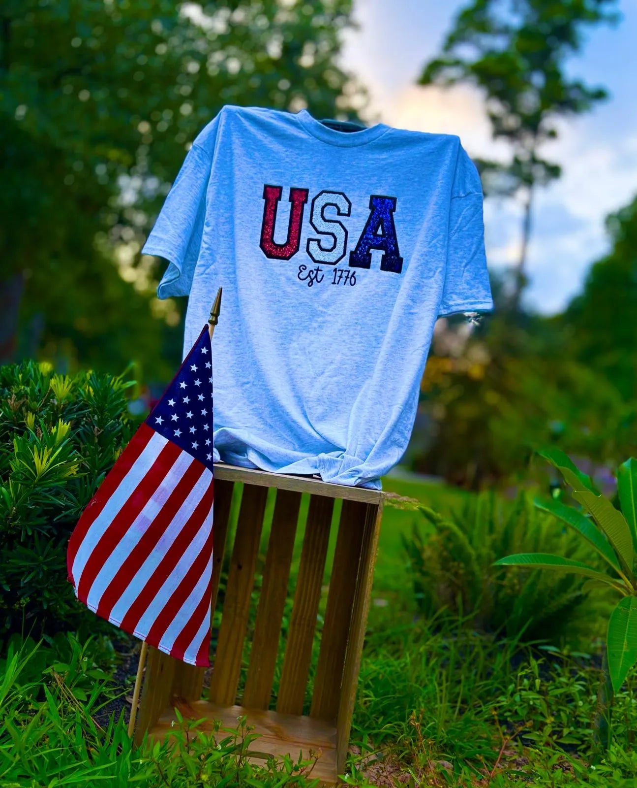 Sequin USA Patriotic T-Shirt: 4th of July Sparkly Top