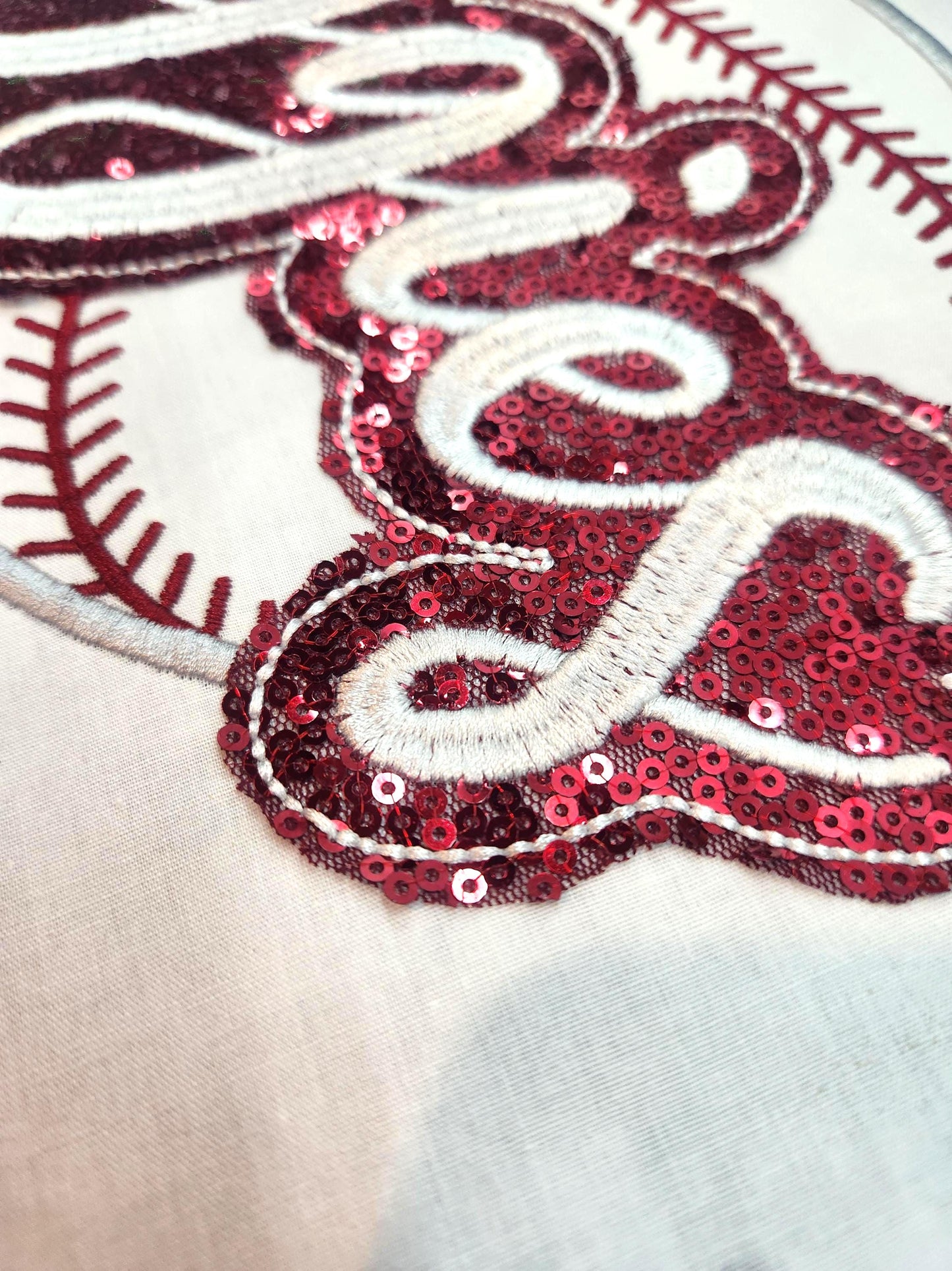 Embroidered Sequin Aggies Baseball Short Sleeve Shirt