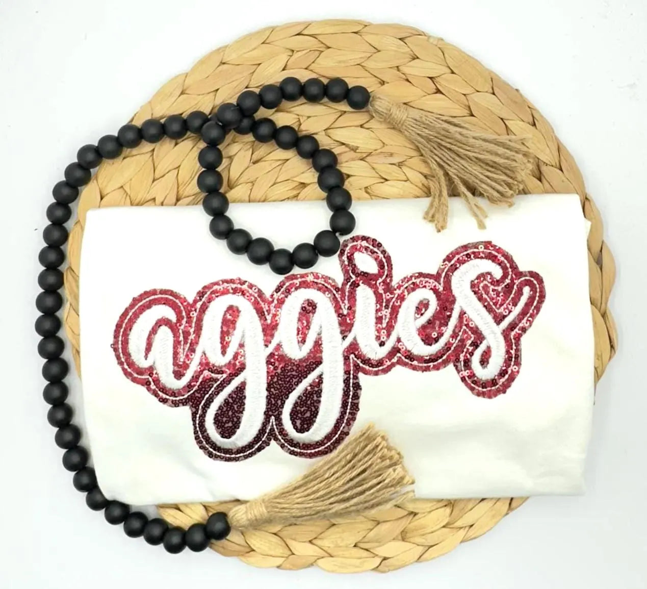Sequin Aggie Mom Short Sleeve Shirt