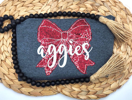 Sequin Aggie Bow Short Sleeve Shirt