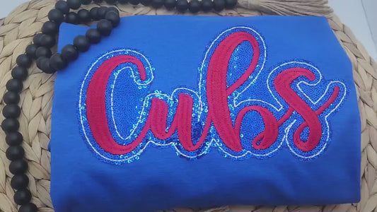Embroidered Sequin Cubs Short Sleeve Shirt