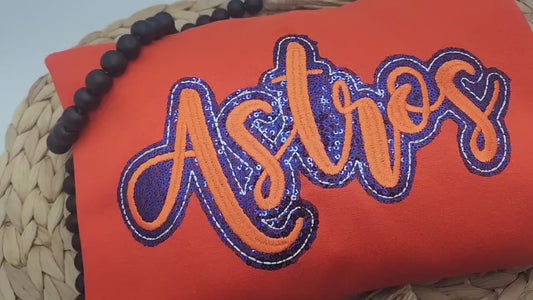Embroidered Sequin Astros Short Sleeve Shirt