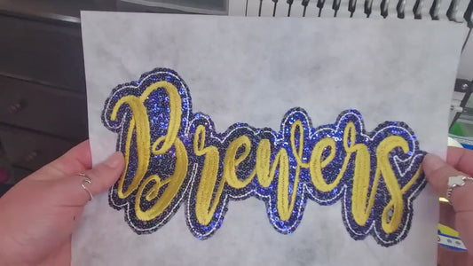 Embroidered Sequin Brewers Short Sleeve Shirt